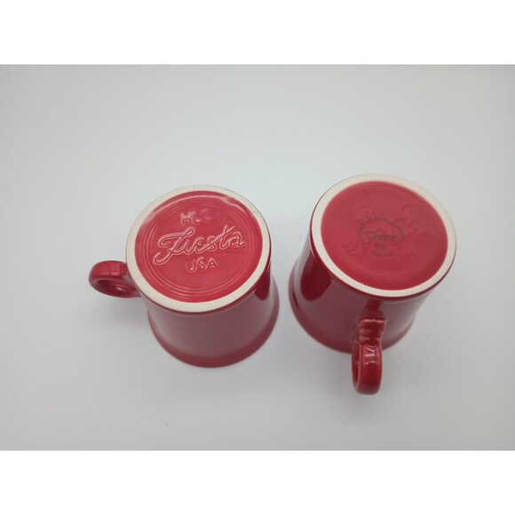 2 Fiesta Tom & Jerry Ring Handled Mugs Red Homer Laughlin Coffee Mugs - Picture 5 of 5